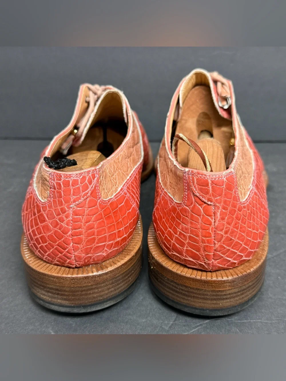 MAURI Exotic Leather ALLIGATOR Dress Shoes Men 12 Tan Salmon Italy Rare